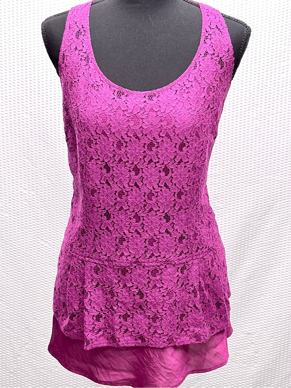 Cabi Lace Tank Top Women’s Large Magenta Layered Cami Set Sleeveless